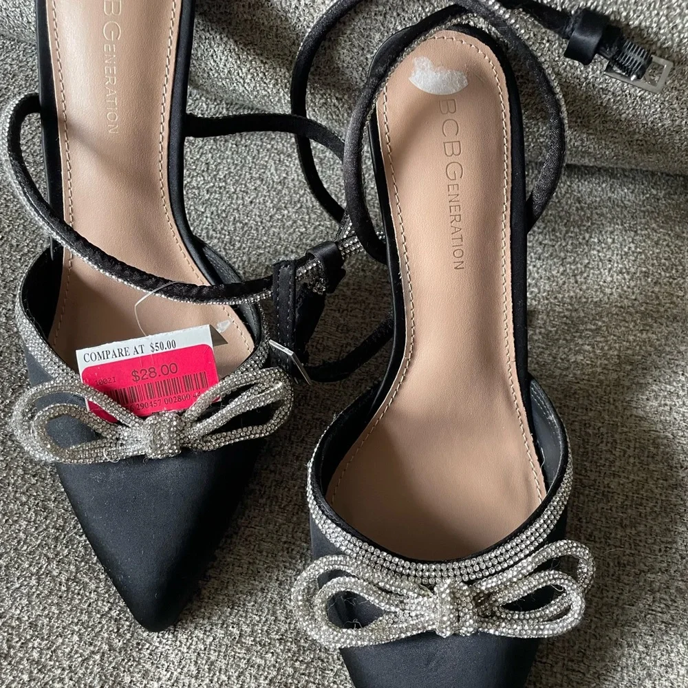 BCBGeneration Black Heels with Silver Accents - Picture 1 of 6